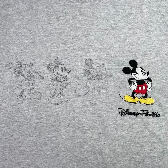 Disney Gray Mickey Mouse Short Sleeve Embroidered T-Shirt- Women's Large - Picture 3 of 8